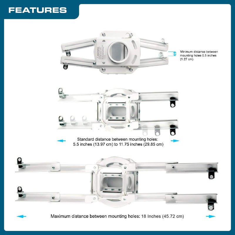 QualGear Pro-AV QG-KIT-VA-3IN-W Projector Mount Kit Accessory Vaulted Ceiling Adapter, 3" 1.5", White - Image 4